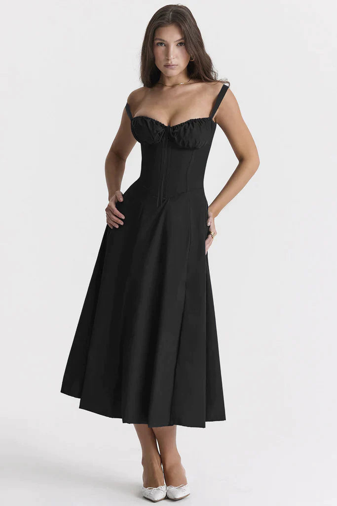 Women's Floral Sweetheart Neckline Summer Maxi Dress With Front Slit