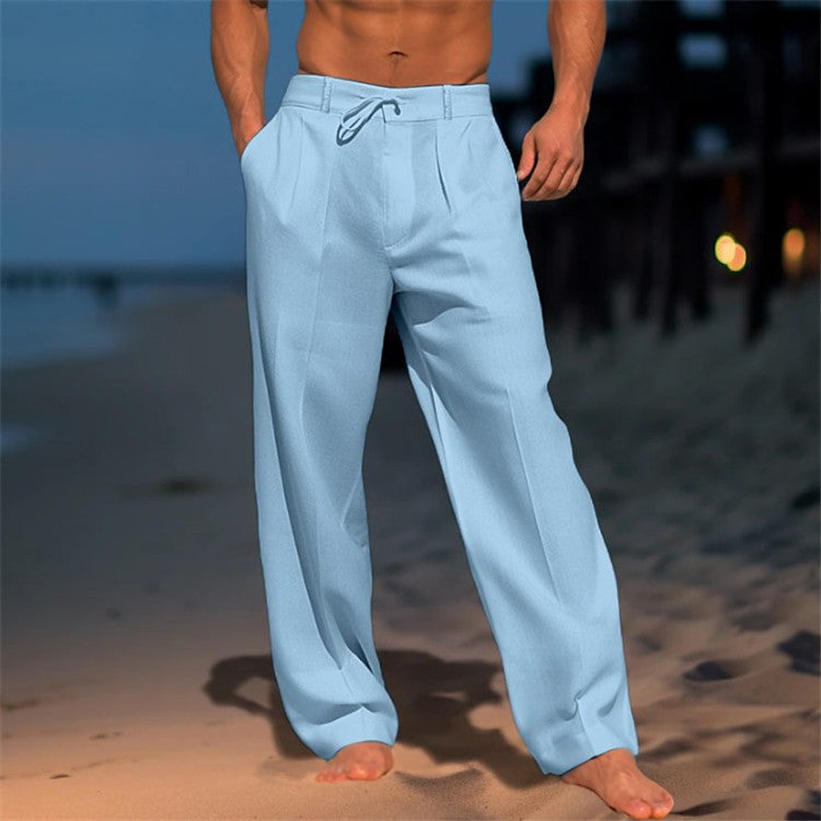 Men's Relaxed Fit Trousers With Drawstring Waist