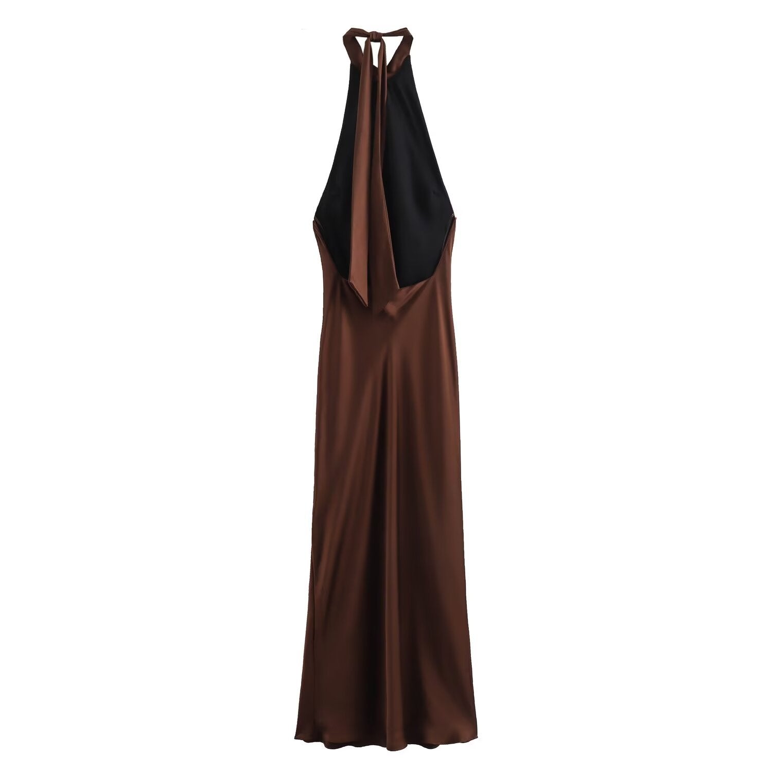 Women's Satin Halter Neck Maxi Dress For Evening Wear