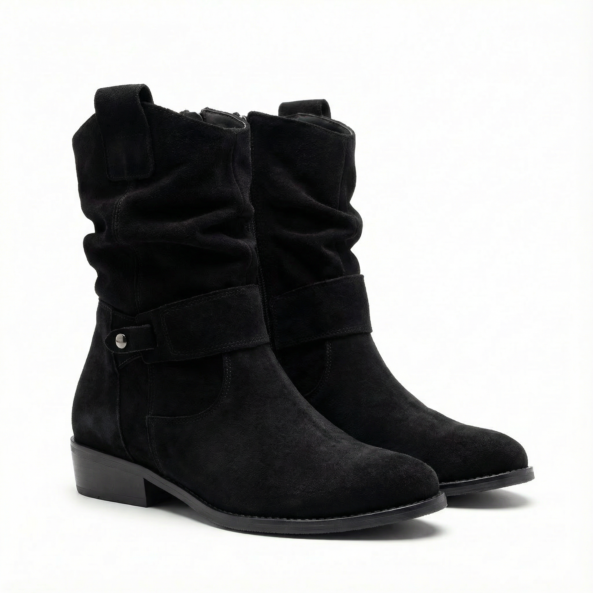 Olivia | Women's Ankle Boots With Buckle Strap Detail And Slouchy Shaft | Casual