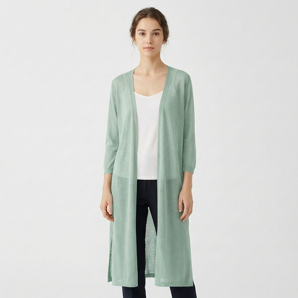 Olivia | Women's Cardigan With Open Front And Midi Length | Effortless