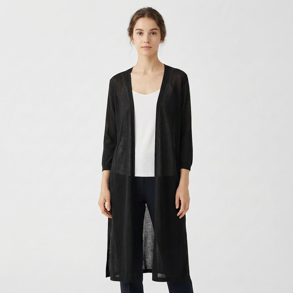 Olivia | Women's Cardigan With Open Front And Midi Length | Effortless