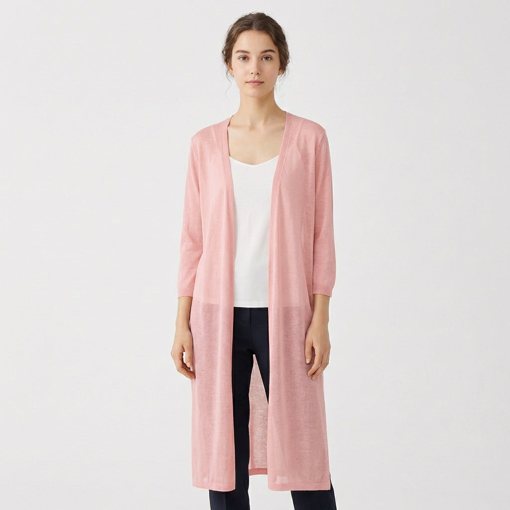 Olivia | Women's Cardigan With Open Front And Midi Length | Effortless
