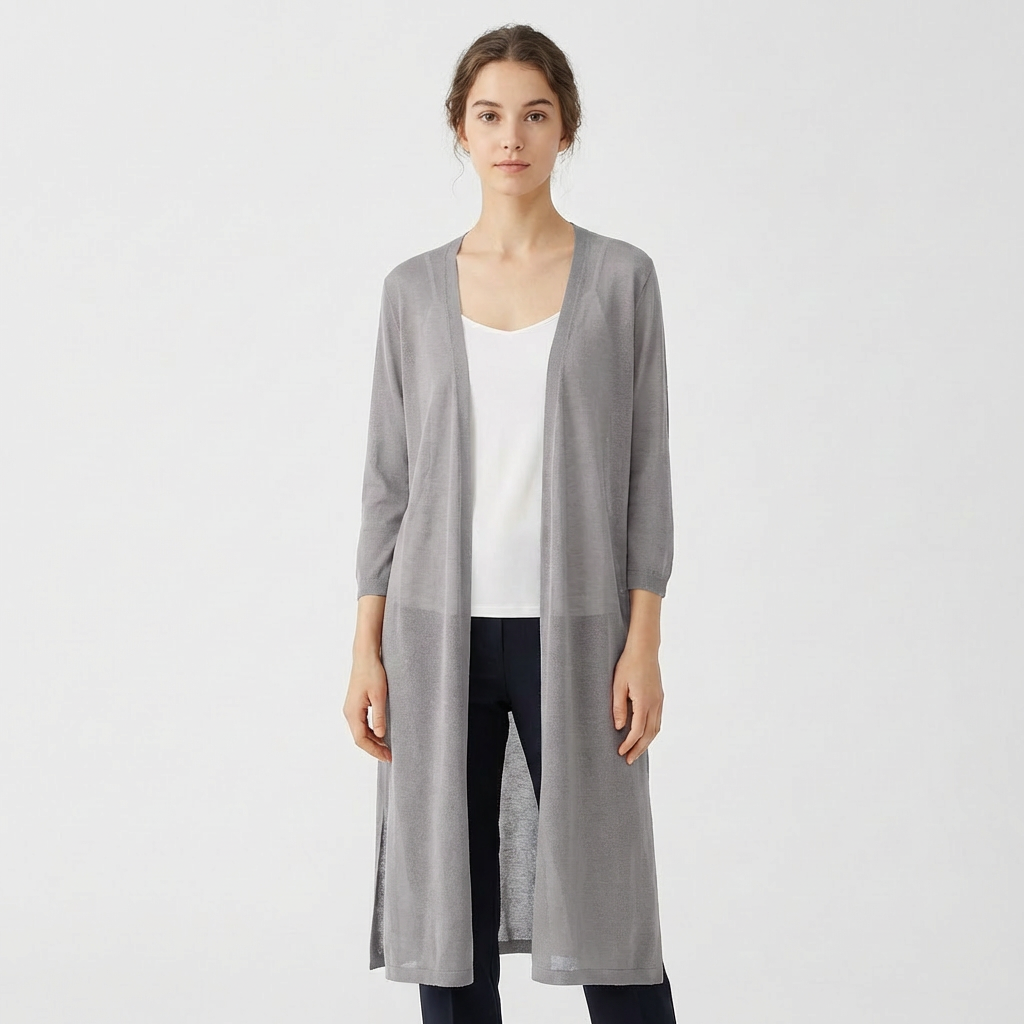 Olivia | Women's Cardigan With Open Front And Midi Length | Effortless