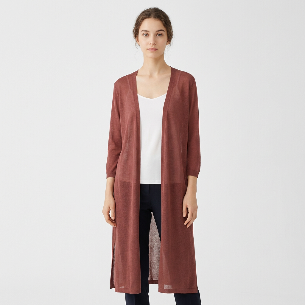 Olivia | Women's Cardigan With Open Front And Midi Length | Effortless