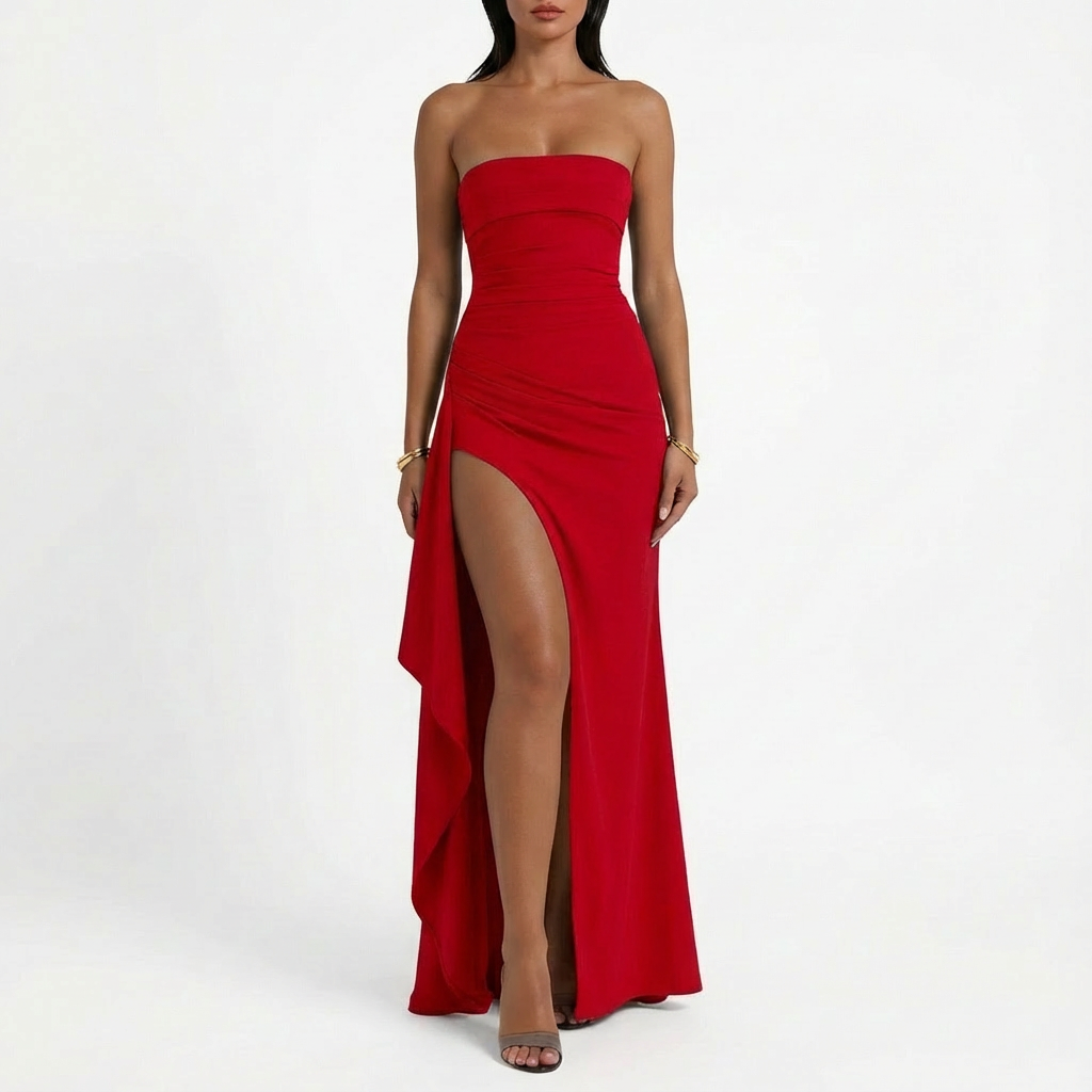 Olivia | Women's Maxi Dress With Strapless Neckline And Thigh Slit | Glamorous