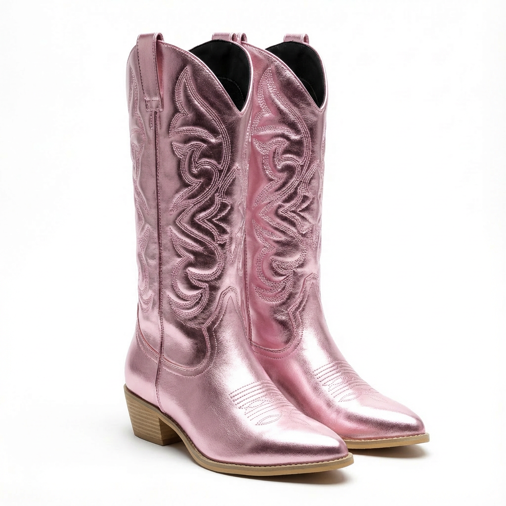 Olivia | Women's Western Boots With Metallic Shine And Pointed Toe | Glamorous