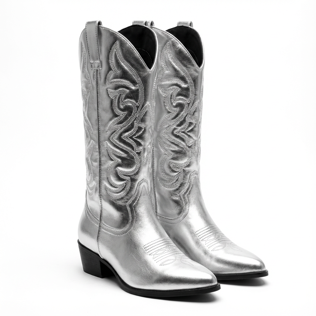 Olivia | Women's Western Boots With Metallic Shine And Pointed Toe | Glamorous
