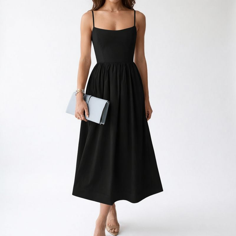 Poppy | Women's A-Line Midi Dress With Fitted Bodice And Full Skirt | Elegant