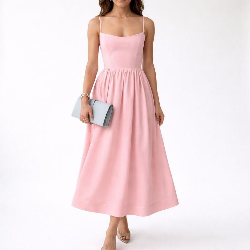 Poppy | Women's A-Line Midi Dress With Fitted Bodice And Full Skirt | Elegant