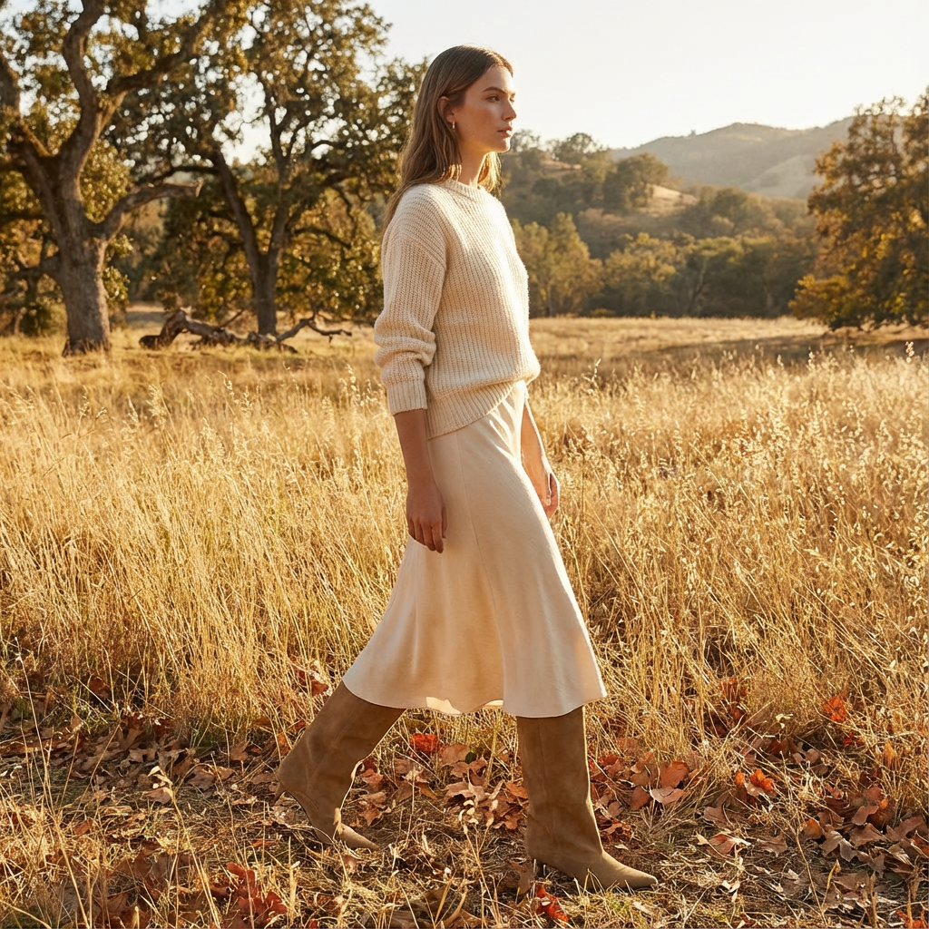 Poppy | Women's Khaki Knee-High Boots With Pointed Toe And Kitten Heel | Elegant