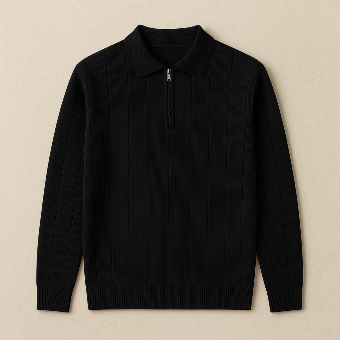 Premium Cashmere Half-Zip Sweater for Men – Luxurious Comfort, Vertical Rib Structure, Versatile Style