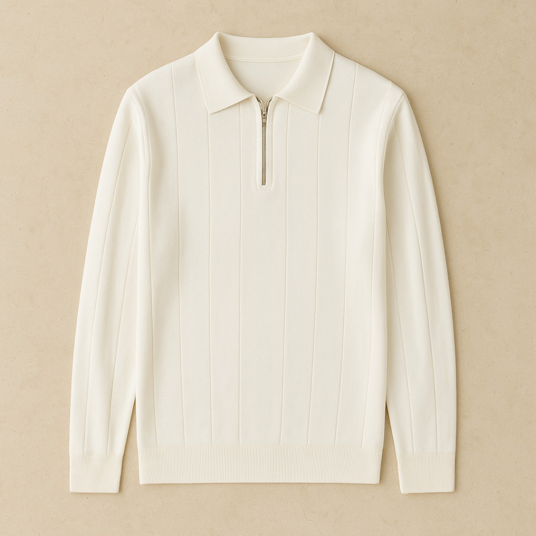 Premium Cashmere Half-Zip Sweater for Men – Luxurious Comfort, Vertical Rib Structure, Versatile Style