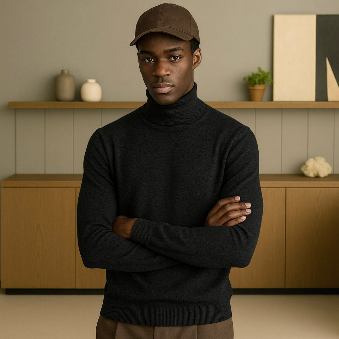 Premium Cashmere Turtleneck Sweater for Men – Soft, Lightweight, Classic Fit, Versatile Layering