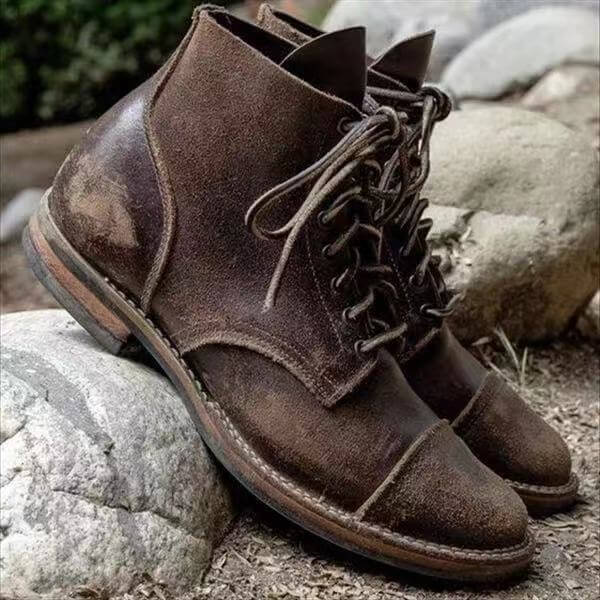 MEN'S LEATHER LACE-UP ANKLE BOOTS