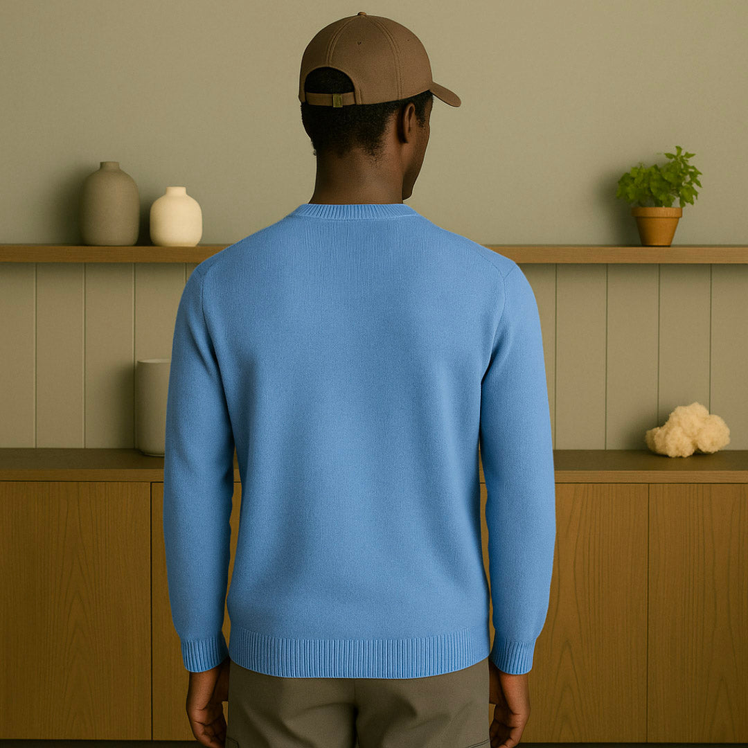 Pure Cashmere Summer Knit Sweater for Men – Lightweight Elegant Knitwear with Classic Fit and Round Neck