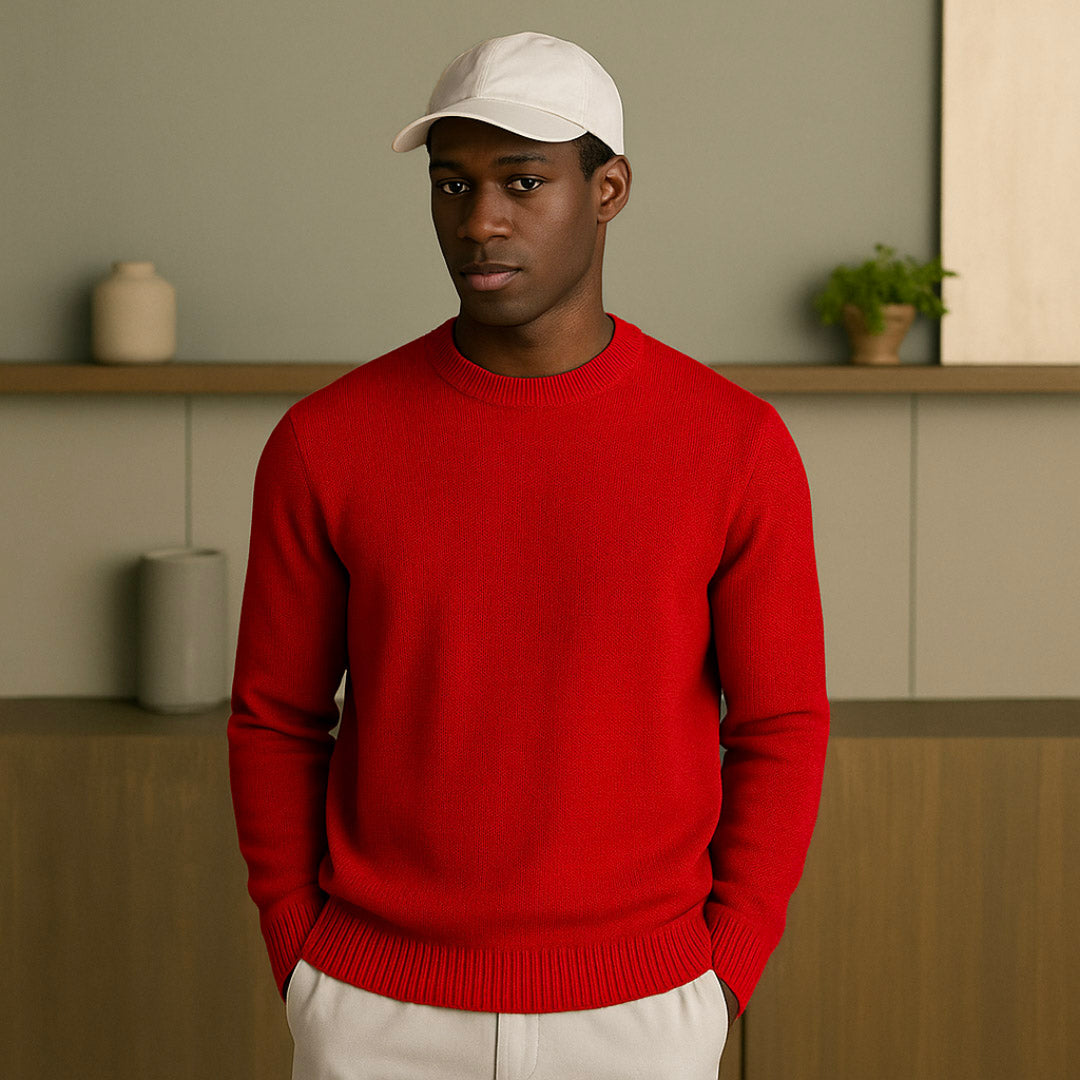 Pure Cashmere Summer Knit Sweater for Men – Lightweight Elegant Knitwear with Classic Fit and Round Neck
