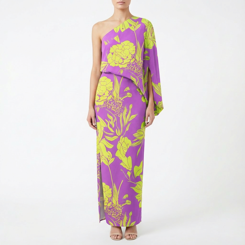 Rachel | Women's One Shoulder Floral Maxi Dress