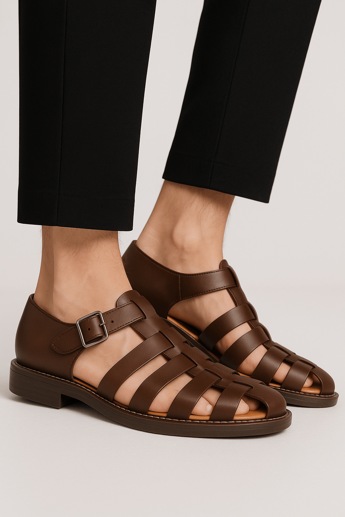 Men's Roman Faux Leather Buckle Sandals