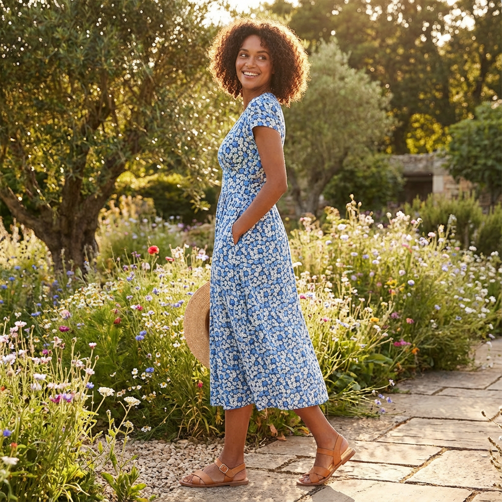 Rosie | Women's Floral V-Neck Midi Dress