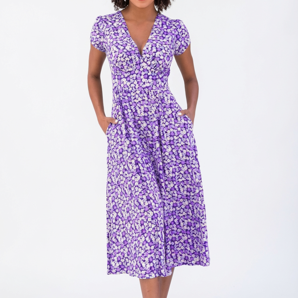 Rosie | Women's Floral V-Neck Midi Dress