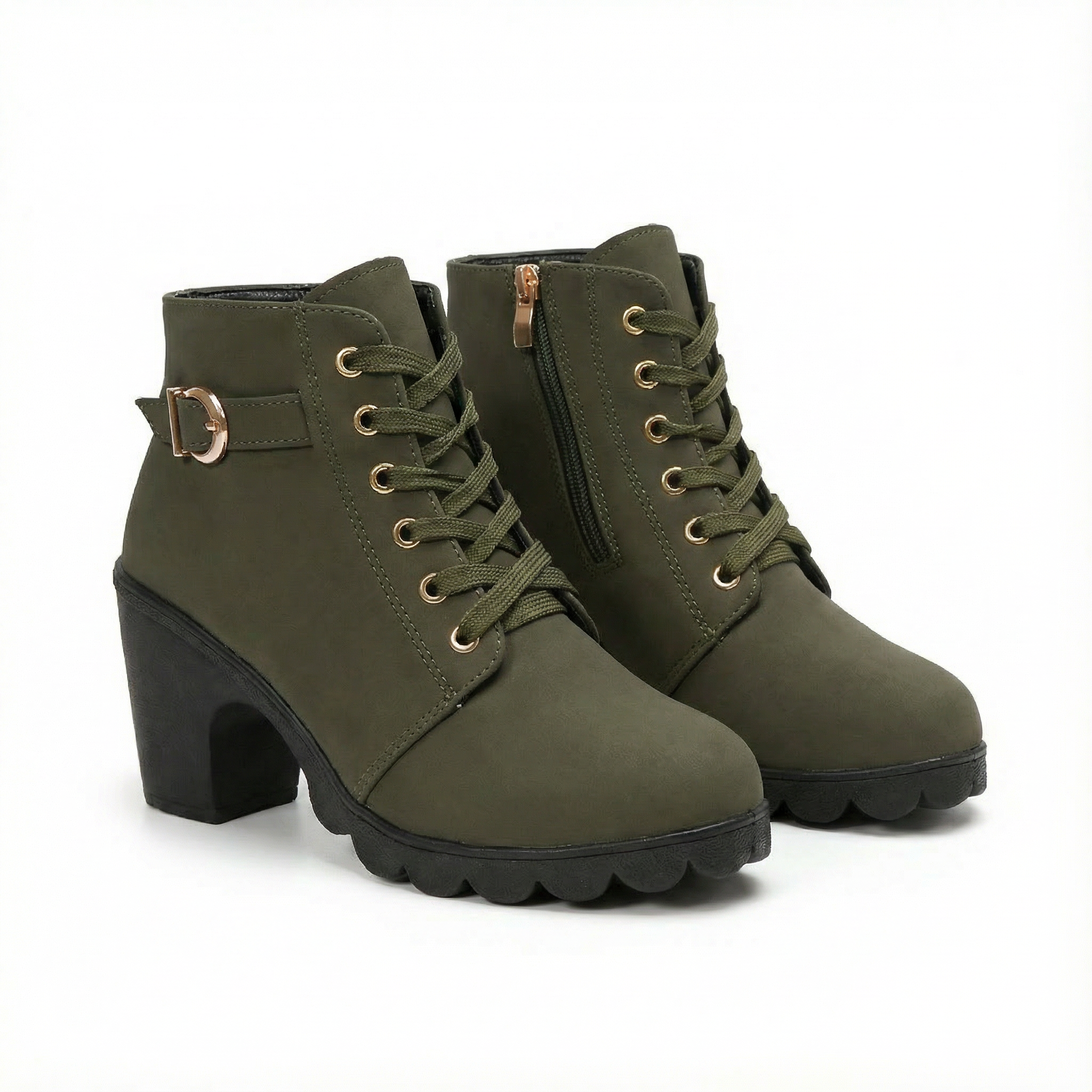 Rosie | Women's Heeled Ankle Boots With Buckle Strap And Chunky Heel | Edgy