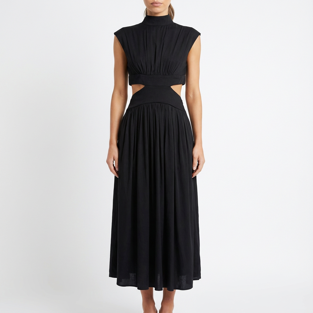 Rosie | Women's Maxi Dress With High Neckline And Ruched Detail | Elegant