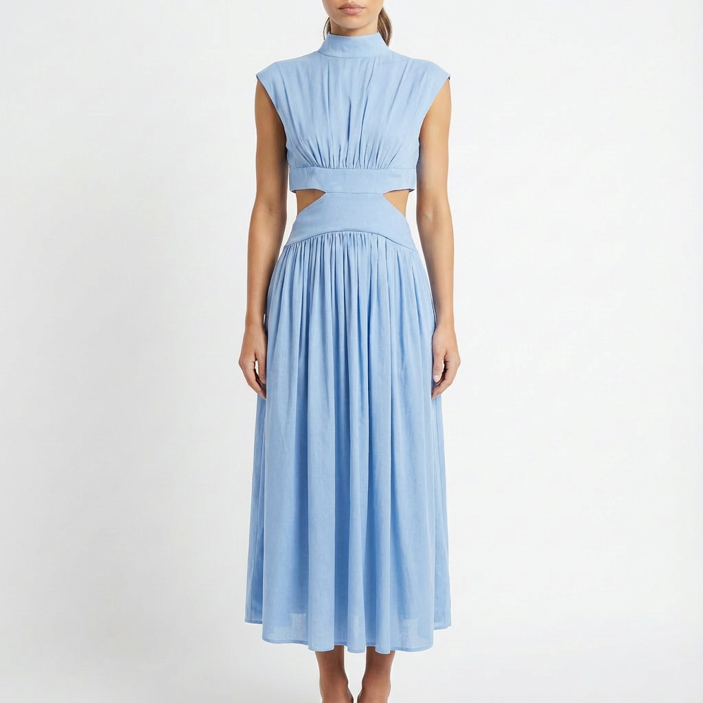 Rosie | Women's Maxi Dress With High Neckline And Ruched Detail | Elegant