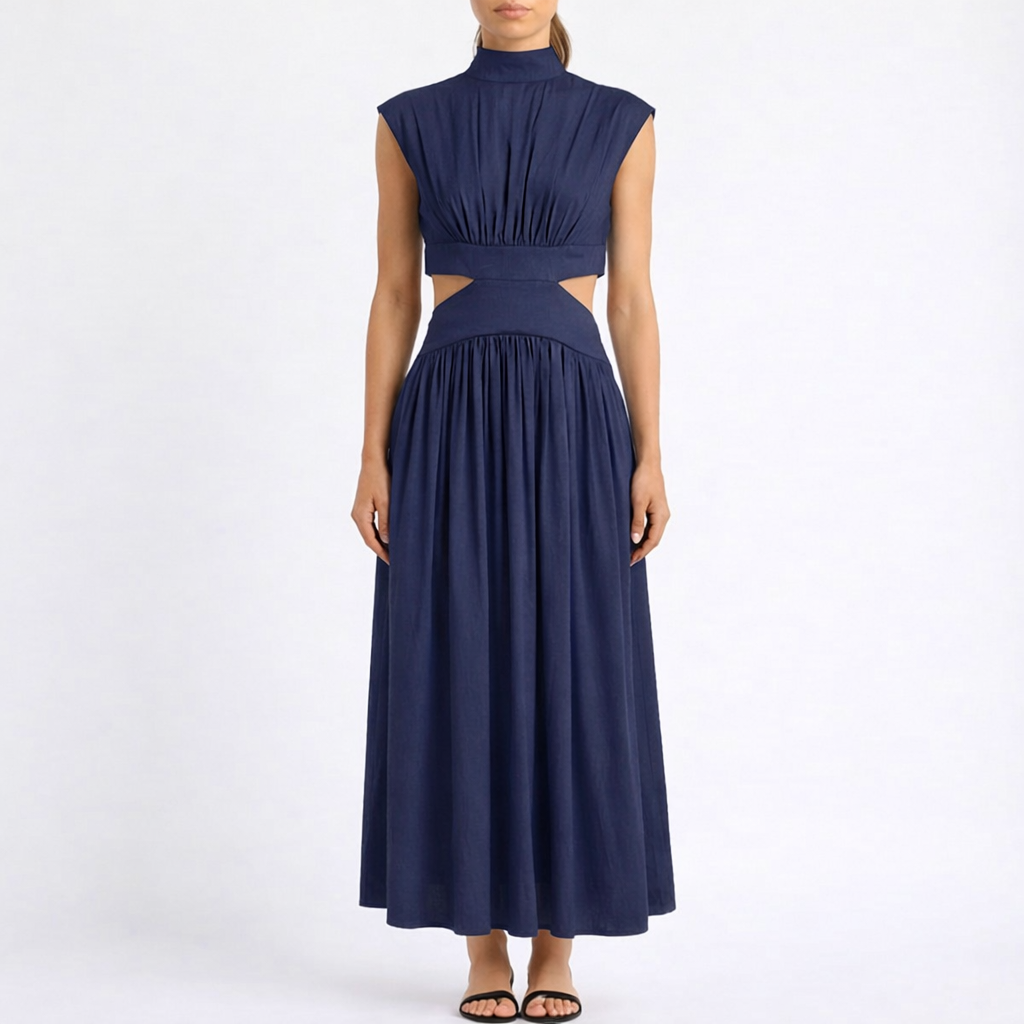 Rosie | Women's Maxi Dress With High Neckline And Ruched Detail | Elegant
