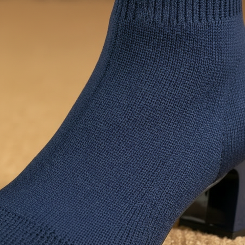 Ruby | Women's Knit Ankle Boots With Ribbed Detail And Block Heel | Elegant