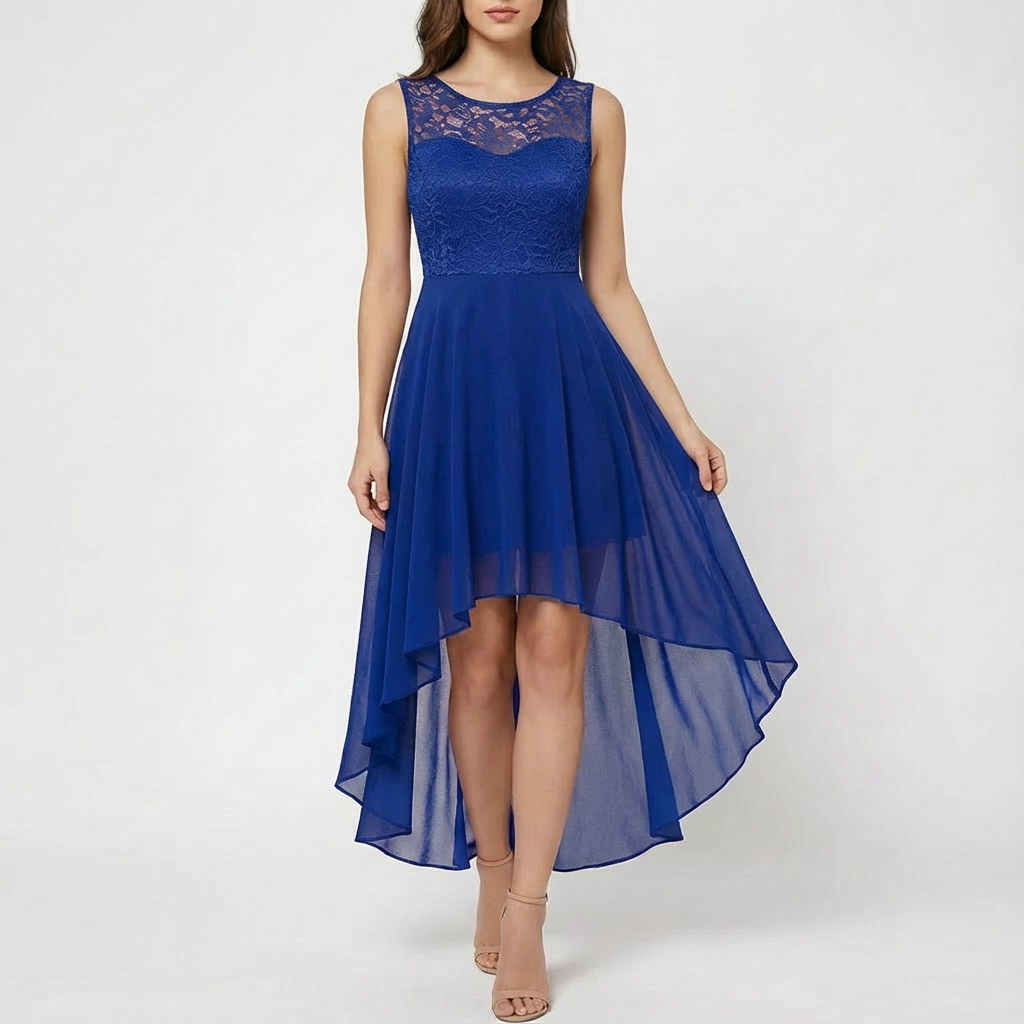 Ruby | Women's Midi Dress With High-Low Hem And Fitted Bodice | Elegant