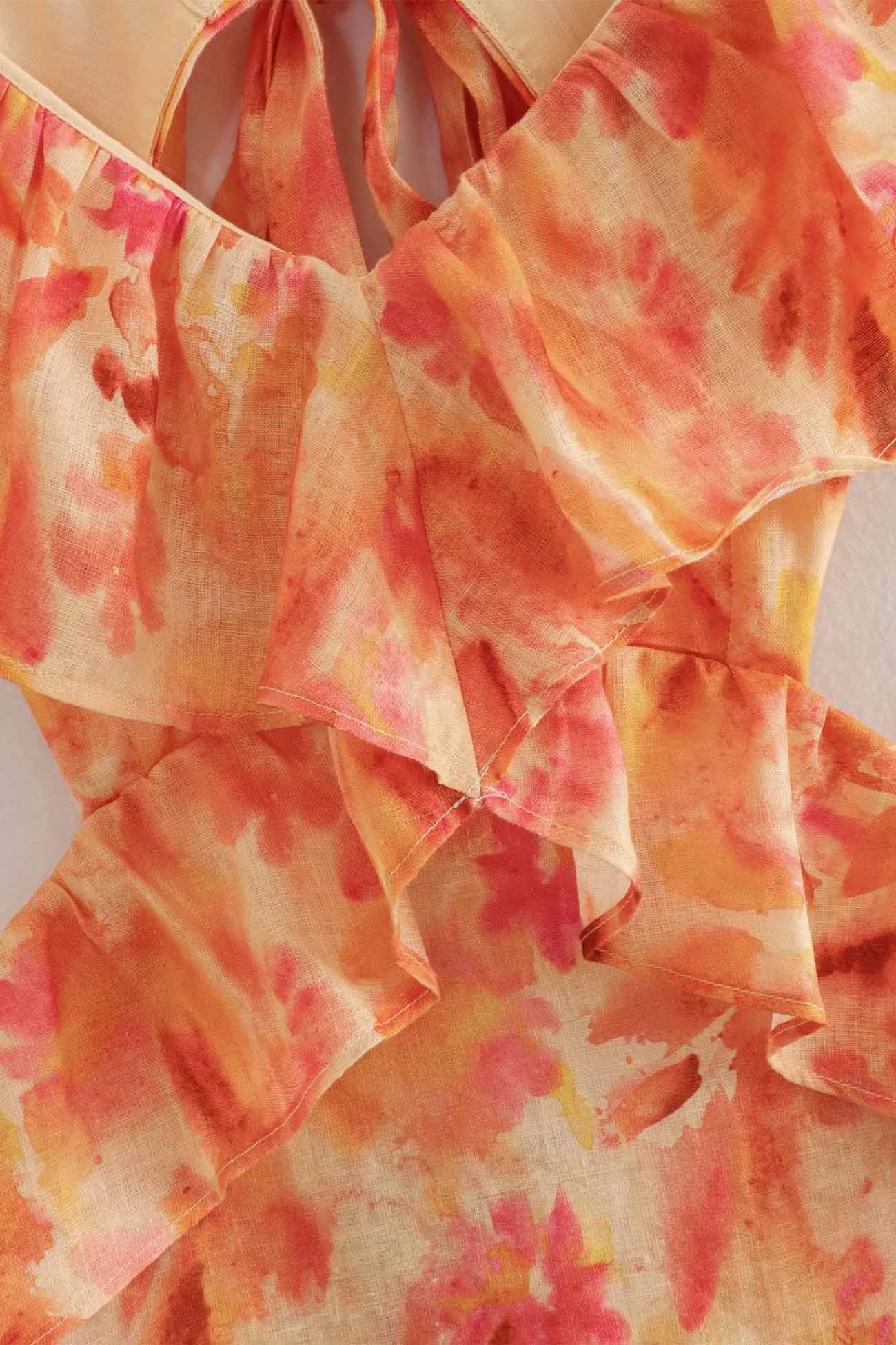 ROMANTIC FLORAL MAXI DRESS WITH RUFFLES FOR WOMEN