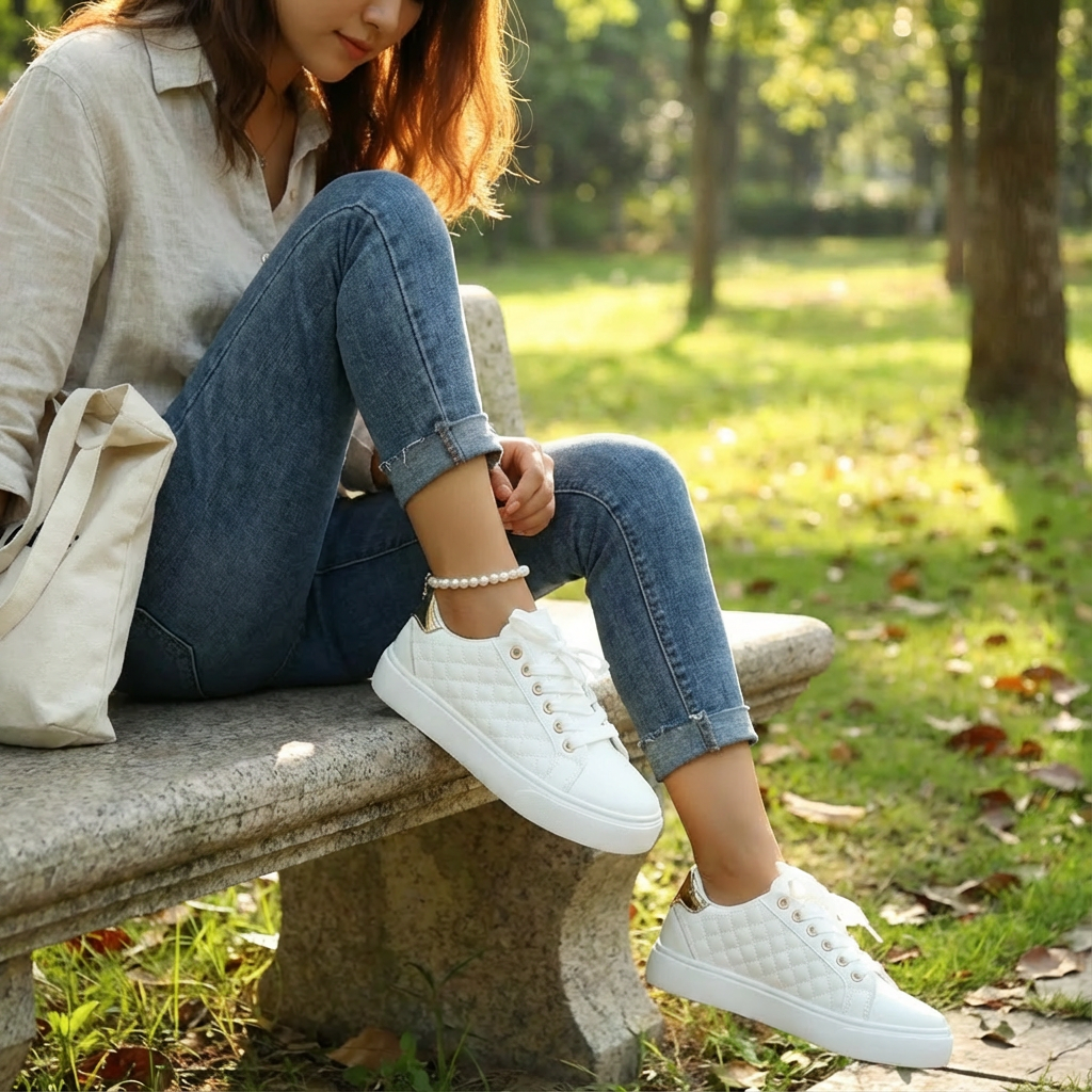 Ruth | Women's Quilted Lace-Up Low Top Sneakers