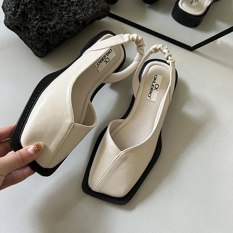 Women's Slingback Sandals With Square Toe Design