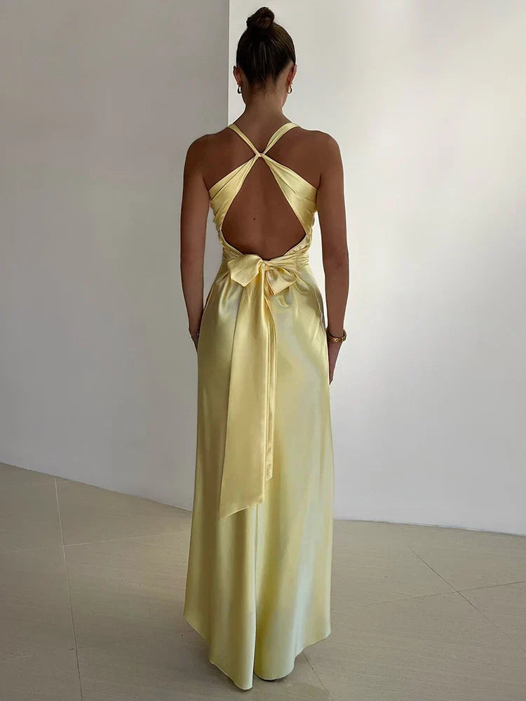 Women's Sleeveless Maxi Dress With Twisted Front & Smooth Finish
