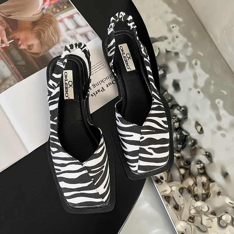 Women's Slingback Sandals With Square Toe Design