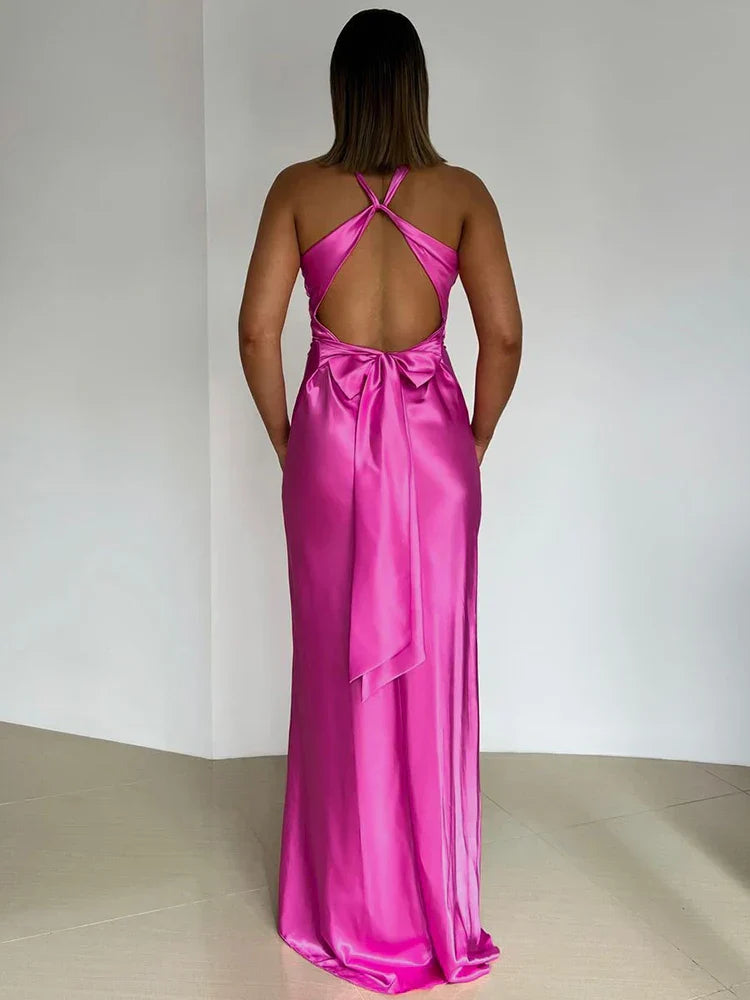 Women's Sleeveless Maxi Dress With Twisted Front & Smooth Finish