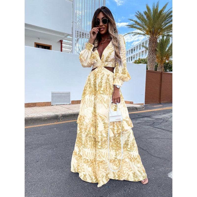 STYLISH FLORAL PRINT MAXI FLORAL DRESS
