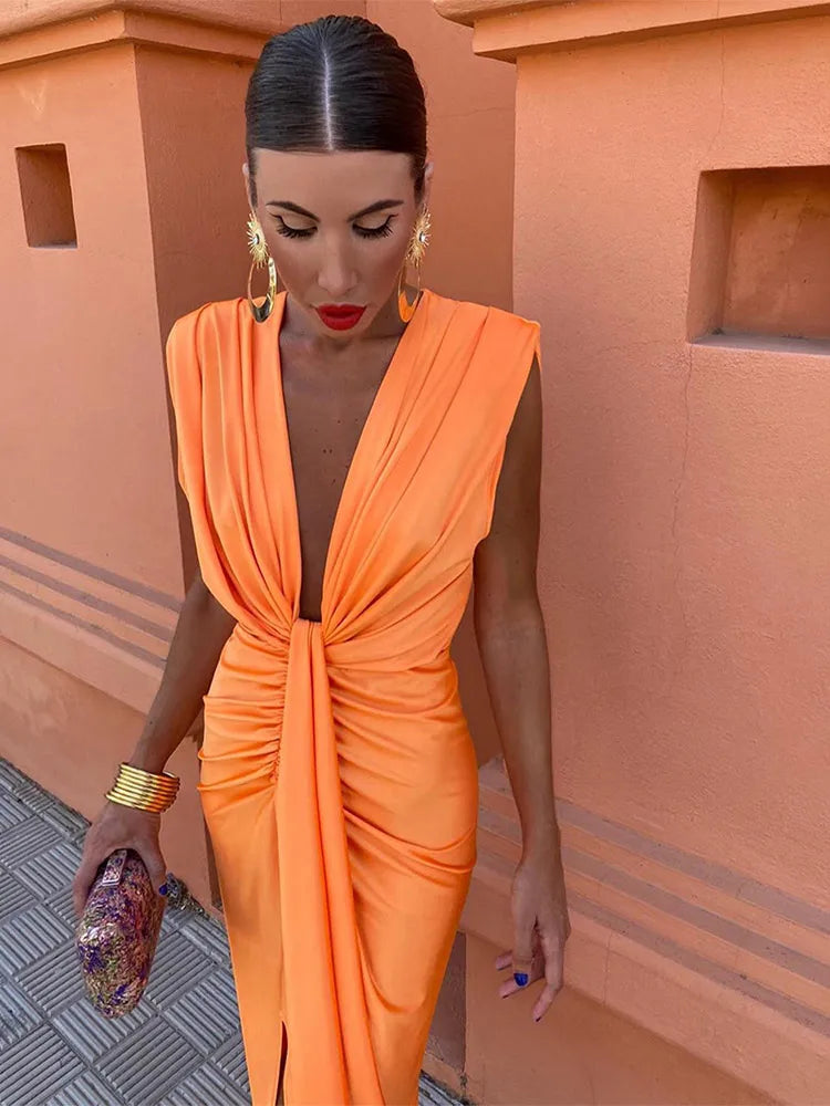 ELEGANT V-NECK PARTY DRESS