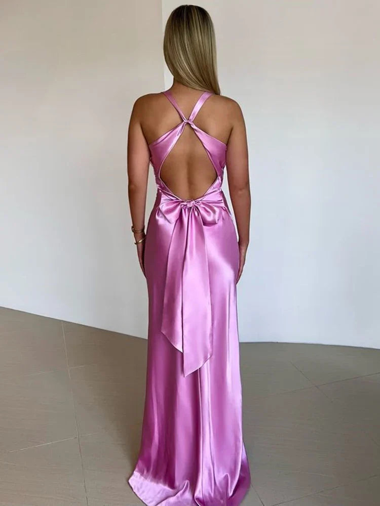Women's Sleeveless Maxi Dress With Twisted Front & Smooth Finish