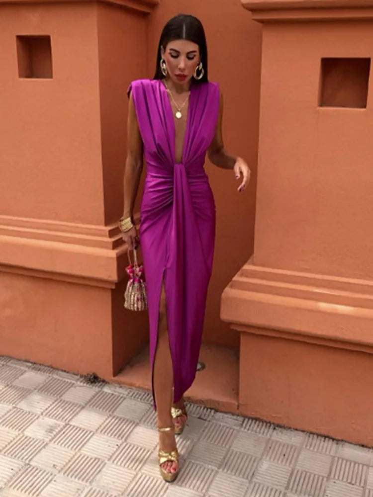 ELEGANT V-NECK PARTY DRESS