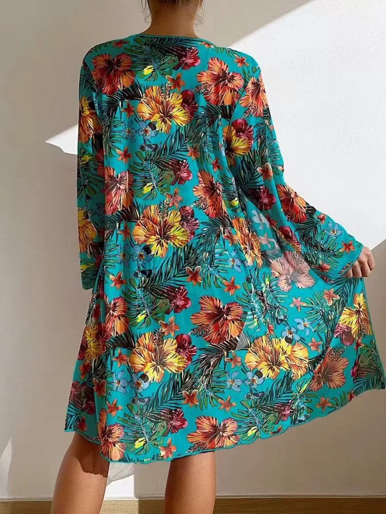 Women's Floral High Waist Bikini Set With Matching Cover-up