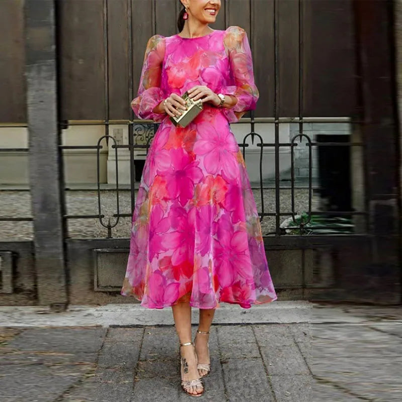 FLORAL PRINT MIDI DRESS