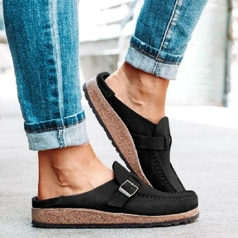 Women's Casual Suede Buckle Loafers With Comfort Sole
