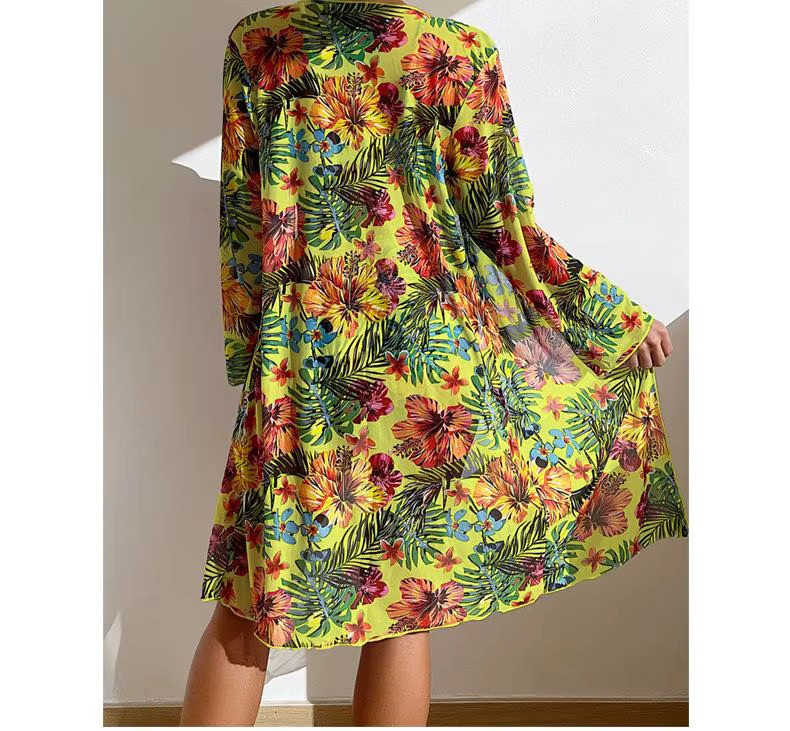 Women's Floral High Waist Bikini Set With Matching Cover-up