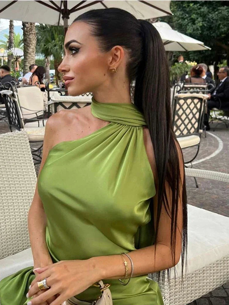 ONE-SHOULDER WEDDING GUEST MAXI DRESS