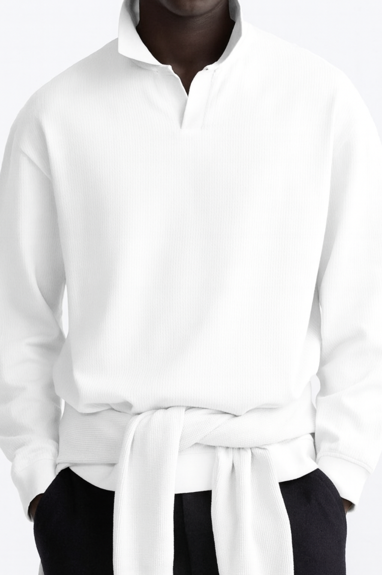 Men's Old Money Long Sleeve Cotton Polo Shirt