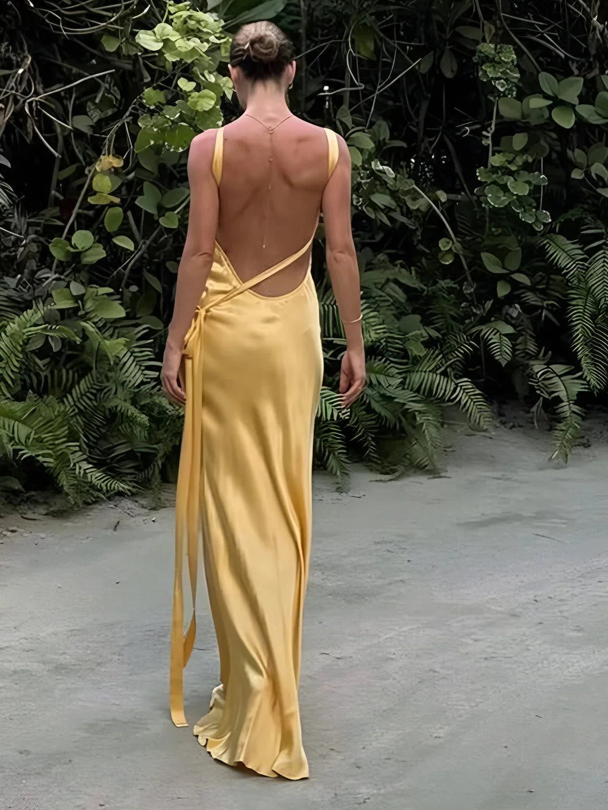 Women's One-shoulder Satin Maxi Dress With Slim Fit