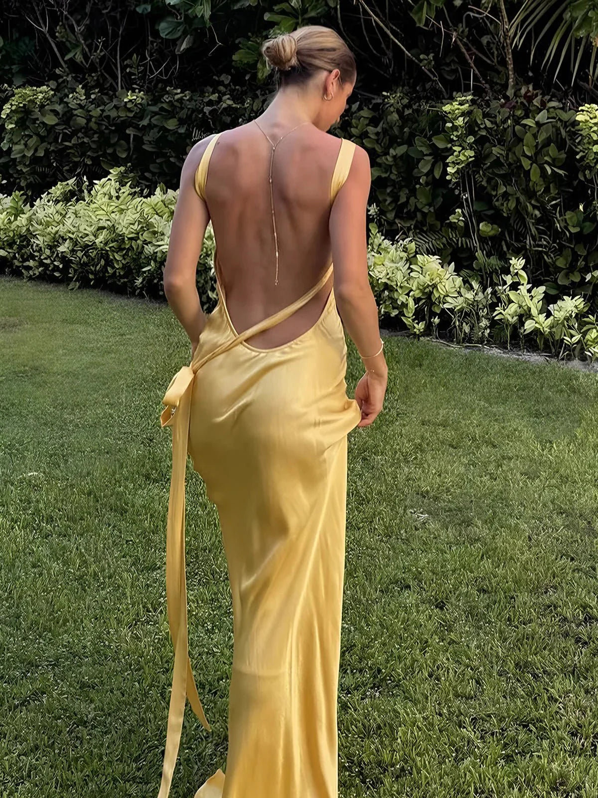 Women's One-shoulder Satin Maxi Dress With Slim Fit