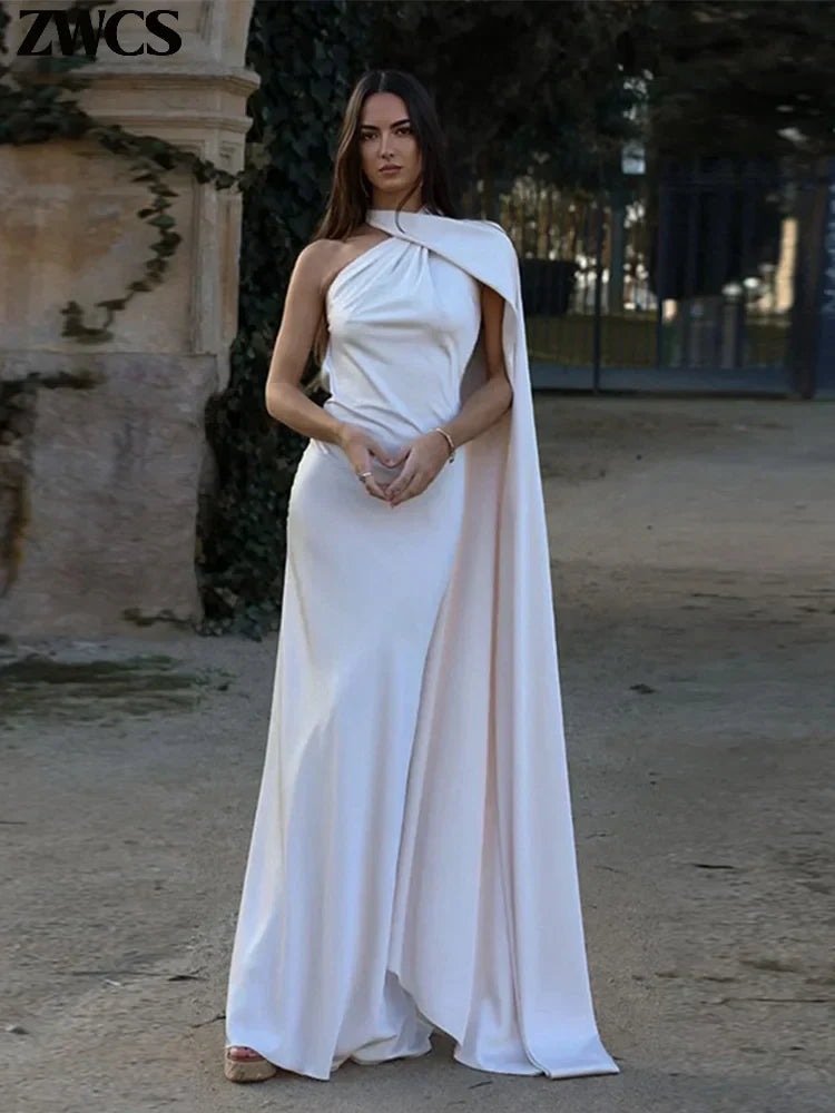 ONE-SHOULDER WEDDING GUEST MAXI DRESS